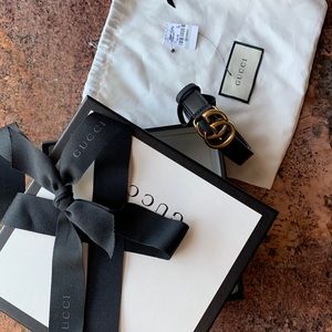 Gucci Marmot Leather Logo Belt